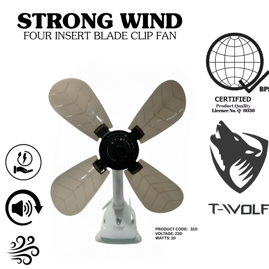 T-Wolf F-310 4-Blade Clip Fan