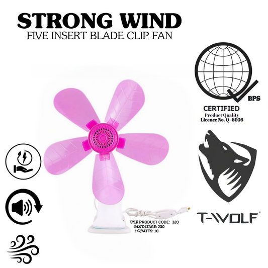 T-Wolf F-320 5-Blade Clip Fan