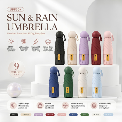 Ultra-Compact 5-Fold UPF 50+ Sun & Rain Umbrella: Lightweight, Portable & Durable Protection for Everyday Luxury