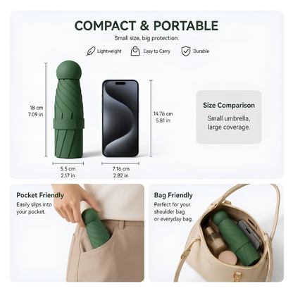 Ultra-Compact 5-Fold UPF 50+ Sun & Rain Umbrella: Lightweight, Portable & Durable Protection for Everyday Luxury