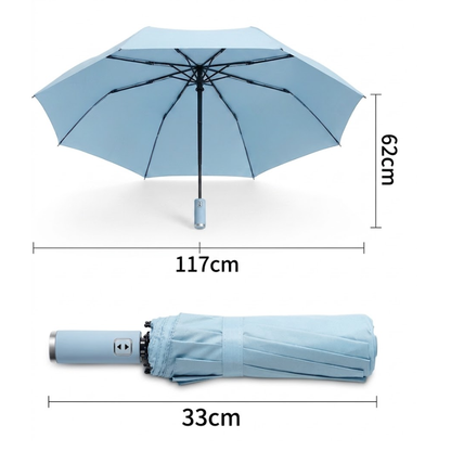 Premium 10-Rib Black Backing Automatic UV & Rain Compact Umbrella