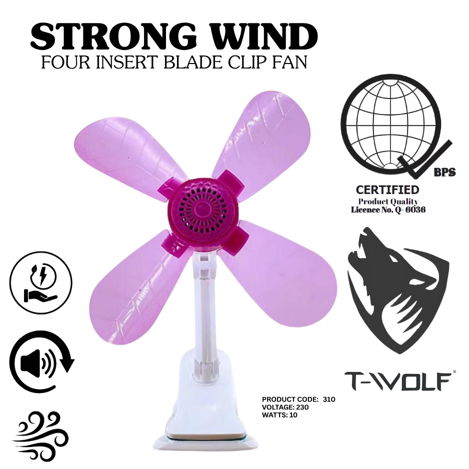 T-Wolf 4-Blade Clip Fan, a portable and energy-efficient