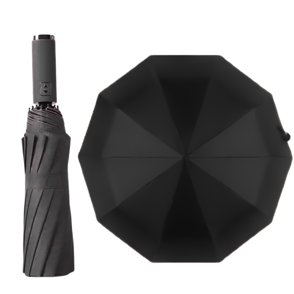 Premium 10-Rib Black Backing Automatic UV & Rain Compact Umbrella