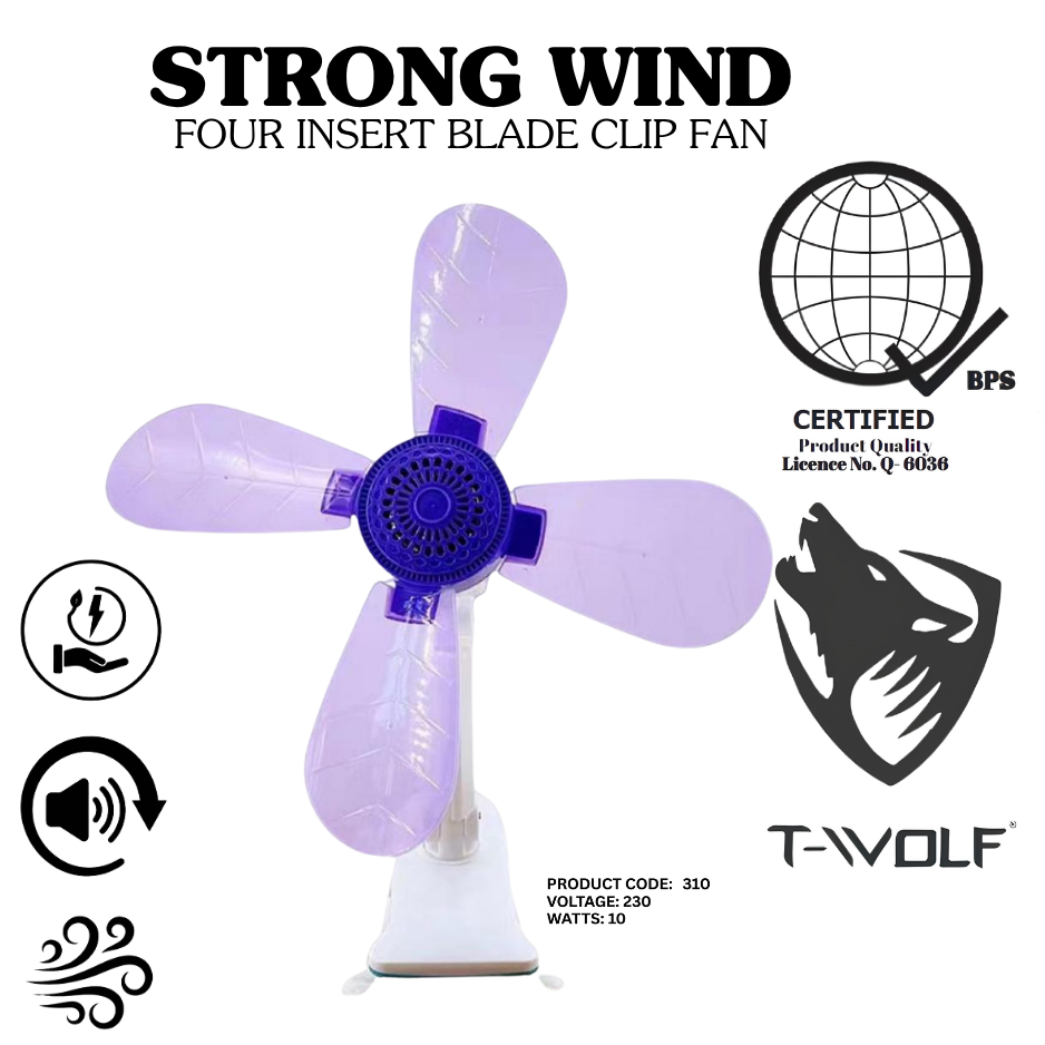 T-Wolf 4-Blade Clip Fan, a portable and energy-efficient