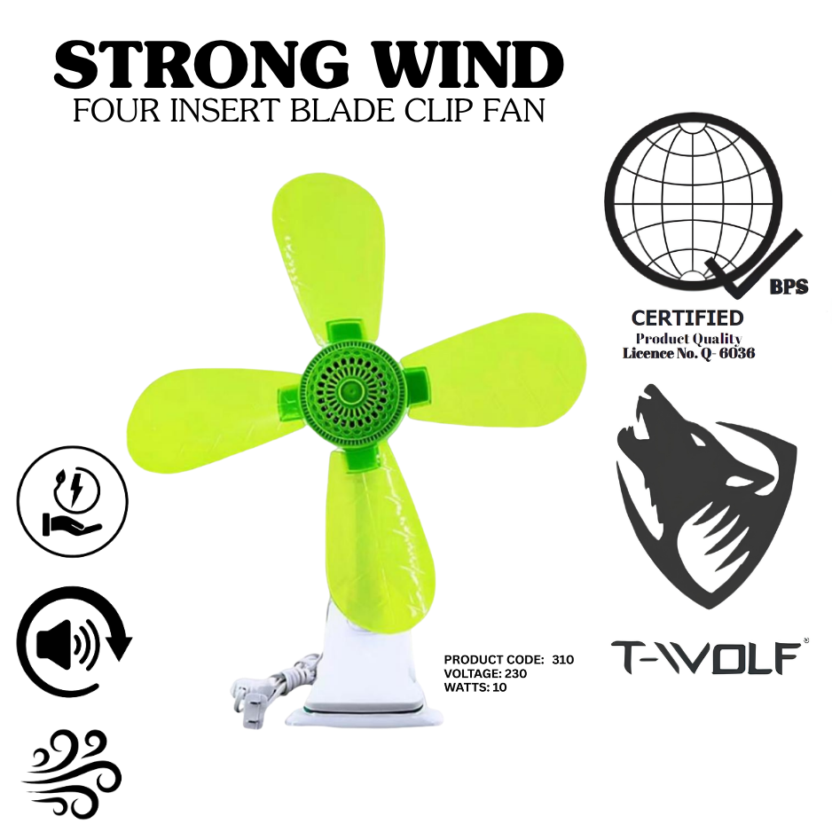 T-Wolf 4-Blade Clip Fan, a portable and energy-efficient