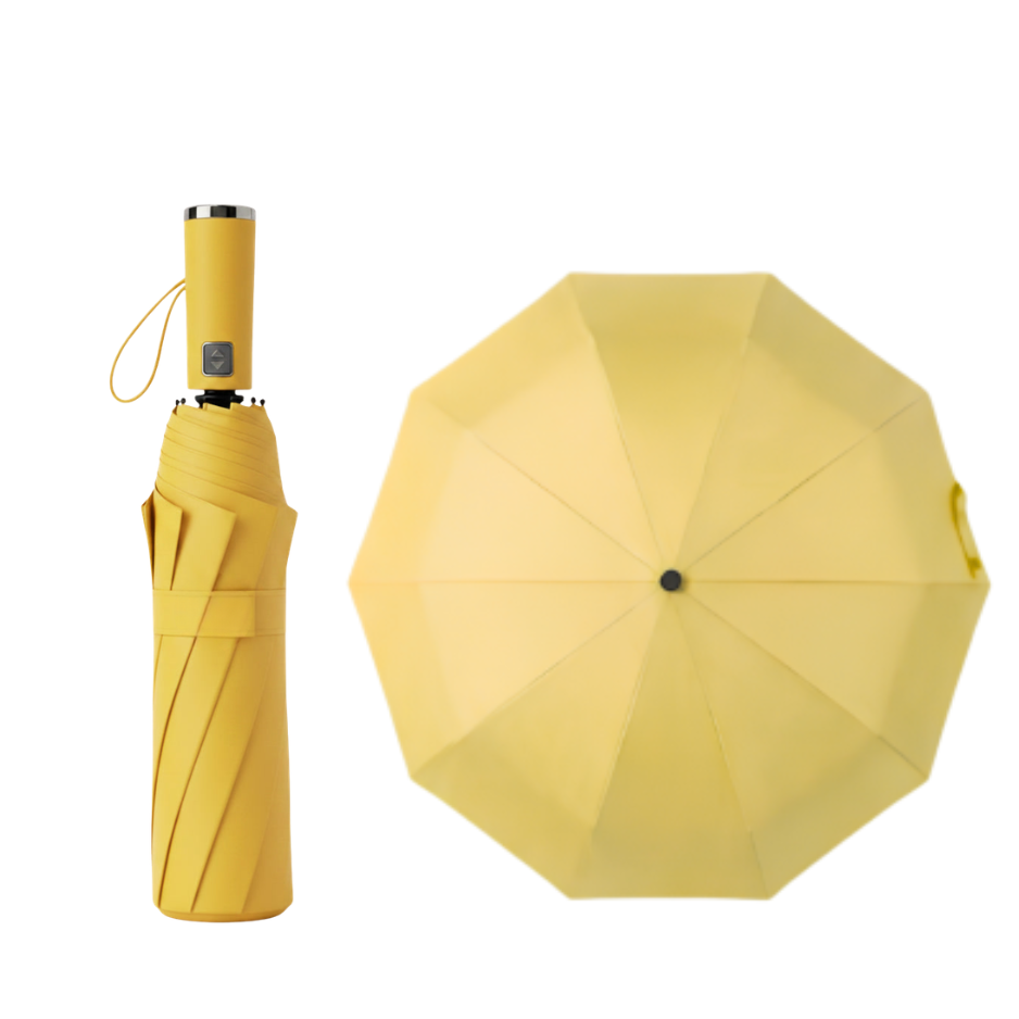 Premium 10-Rib Black Backing Automatic UV & Rain Compact Umbrella