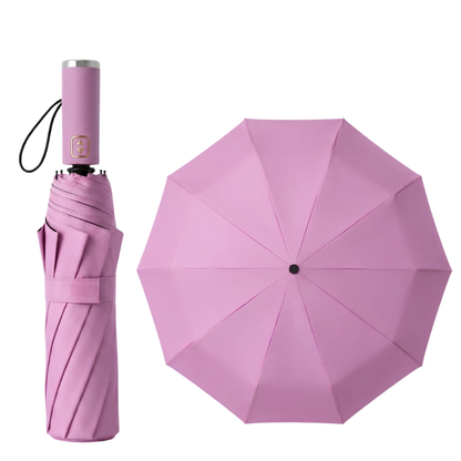 Premium 10-Rib Black Backing Automatic UV & Rain Compact Umbrella