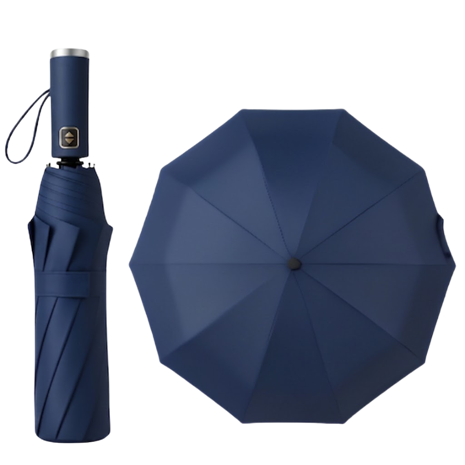 Premium 10-Rib Black Backing Automatic UV & Rain Compact Umbrella