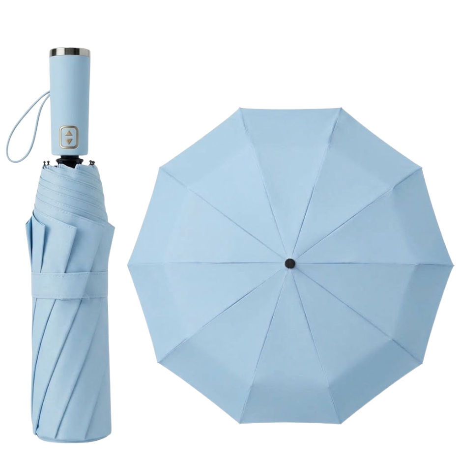 Premium 10-Rib Black Backing Automatic UV & Rain Compact Umbrella