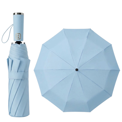 Premium 10-Rib Black Backing Automatic UV & Rain Compact Umbrella