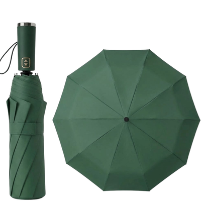 Premium 10-Rib Black Backing Automatic UV & Rain Compact Umbrella