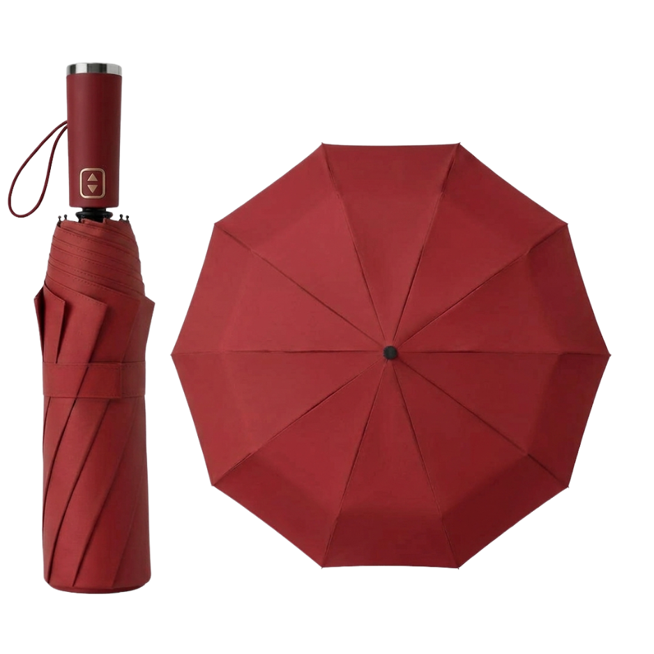 Premium 10-Rib Black Backing Automatic UV & Rain Compact Umbrella