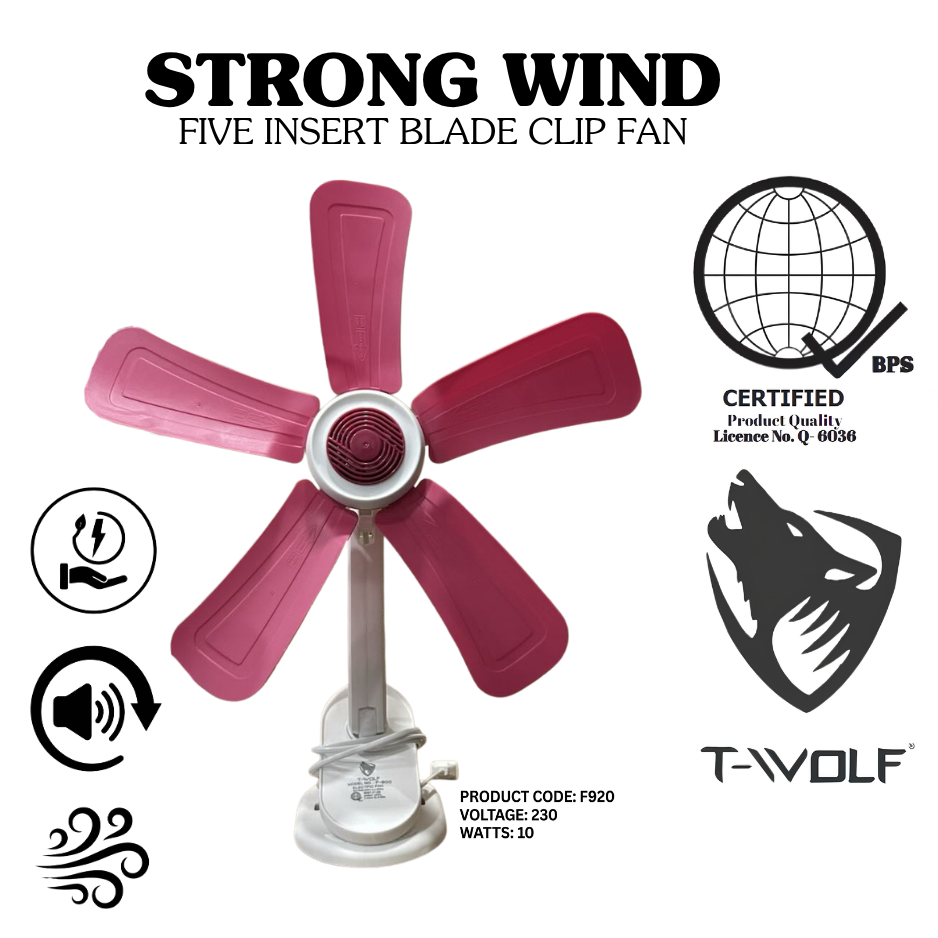 Strong Wind 5-Blade Clip Fan – Portable Electric Table Fan for Desk & Home Office, 230V