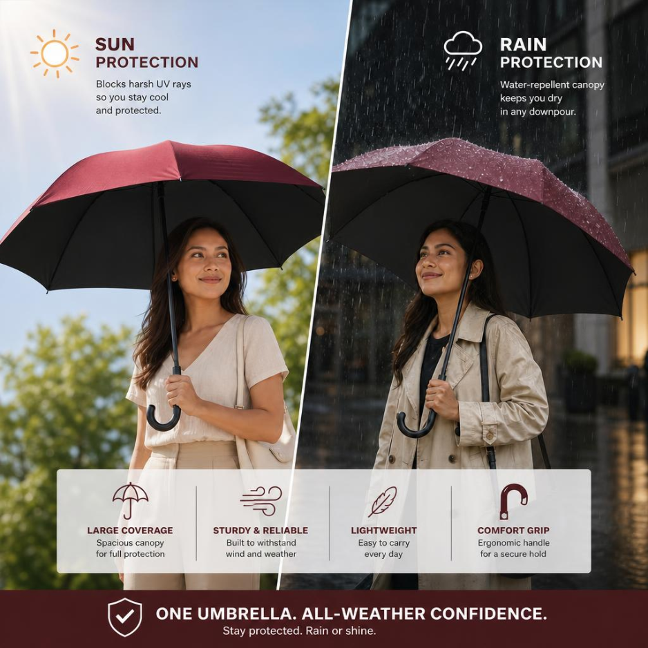 27-Inch 8-Rib J-Hook Umbrella