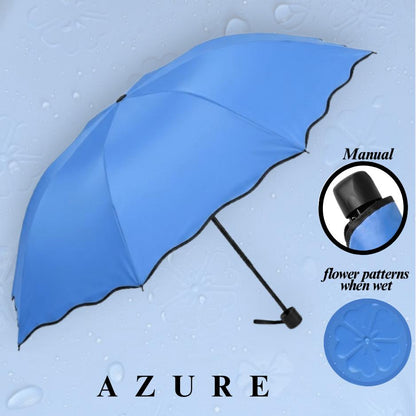 Magic Flower Manual Folding Umbrella 8 Ribs | UV Protection Sun & Rain Umbrella | Cute Pastel Color Compact Travel Umbrella