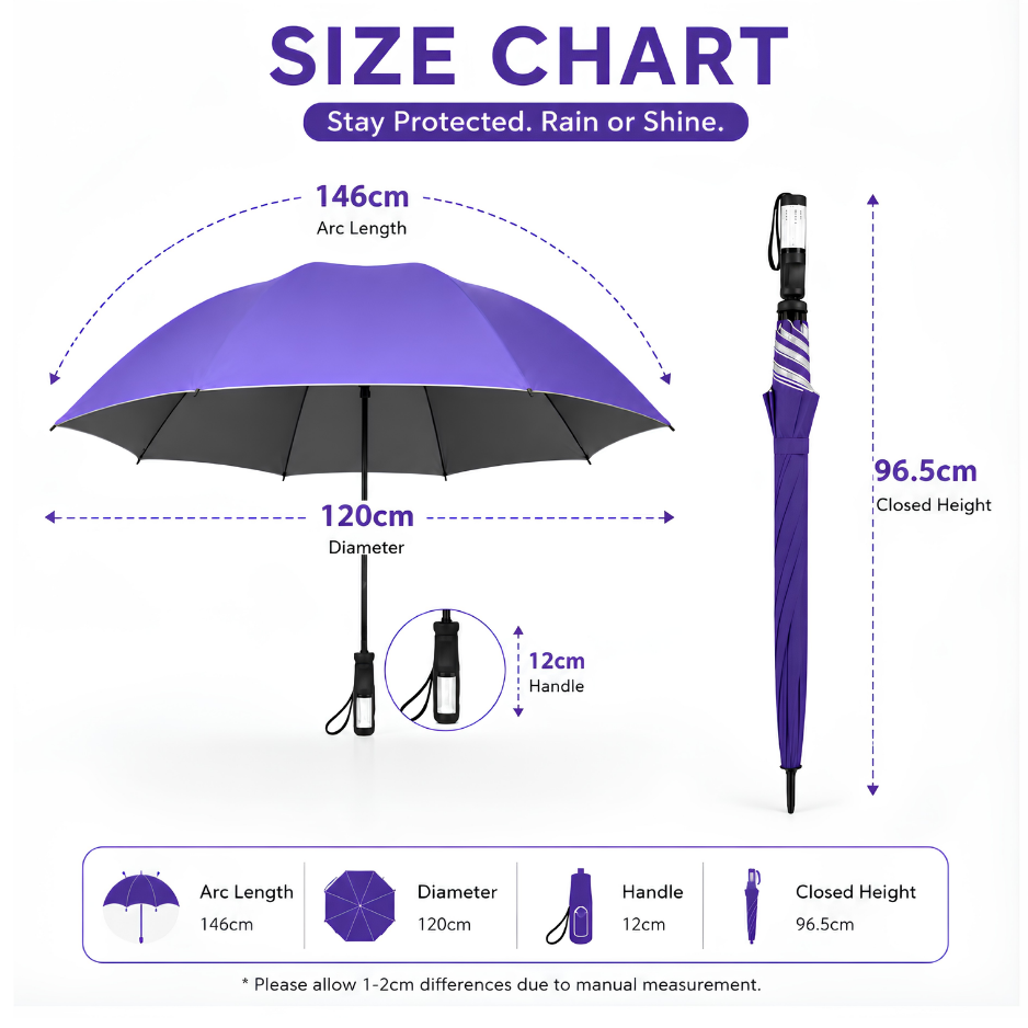 Premium Ergonomic Large Coverage Umbrella – Windproof, Heavy-Duty, and Built to Last-golf umbrella with label