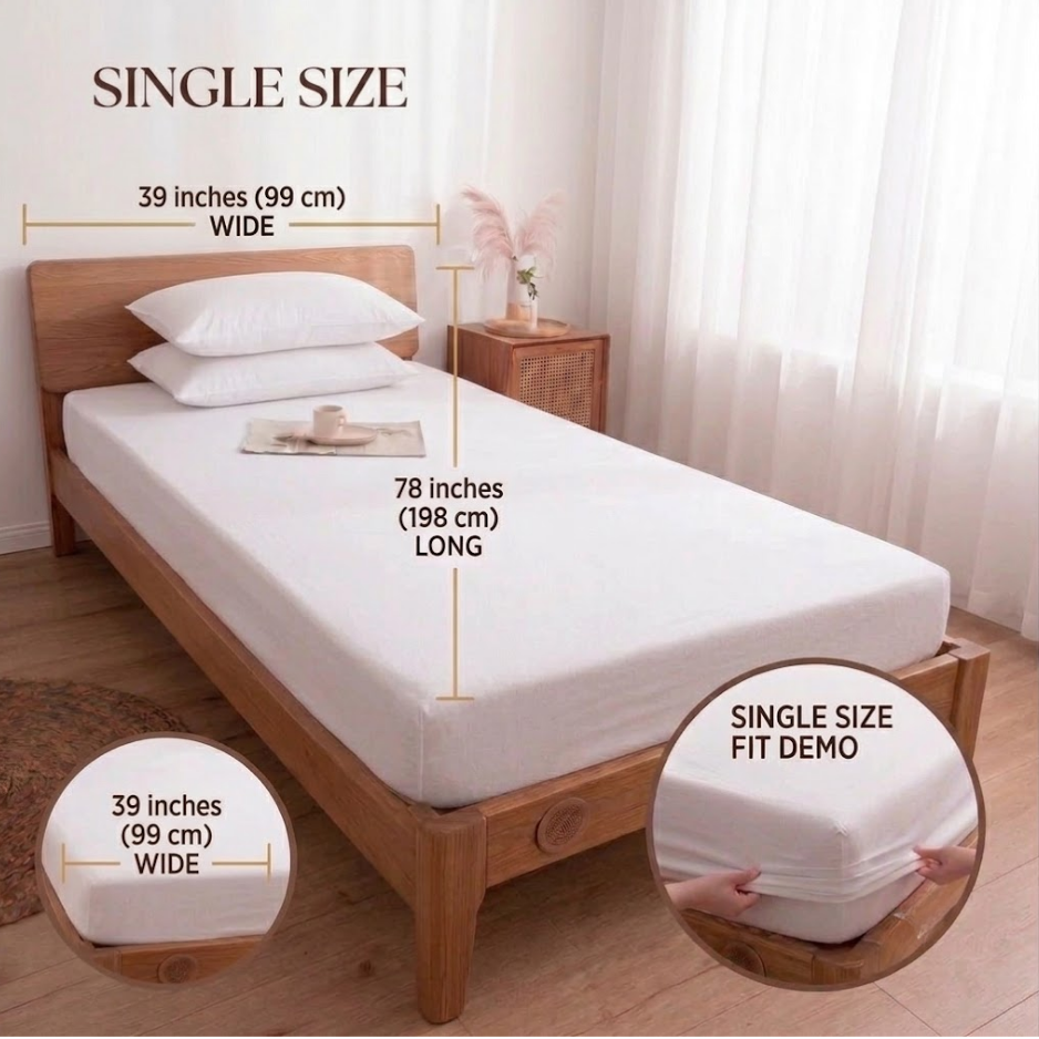 Premium Single Size Fitted Bed Sheet – Soft, Breathable Fabric for Comfortable Sleep, 39x78 Inches