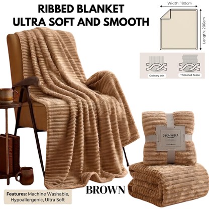 Cozy Ribbed Fleece Blanket – Soft, Pill-Resistant Throw Perfect for Living Room, Car, and Outdoor Travel