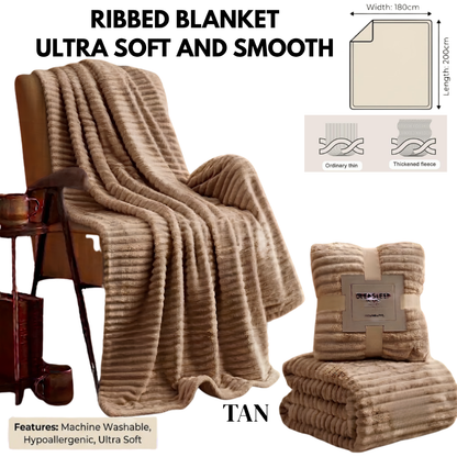 Cozy Ribbed Fleece Blanket – Soft, Pill-Resistant Throw Perfect for Living Room, Car, and Outdoor Travel