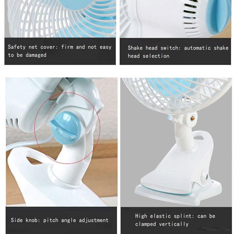 T-Wolf F180 Portable Shaking Head Three Blade Folding Grow Tent Mini Table Clip Fan With Oscillating Clip Table Clip Fan