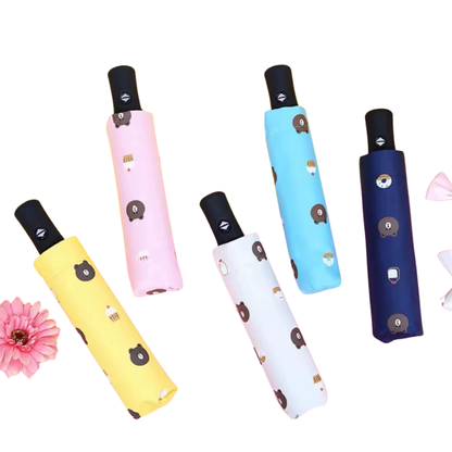 Automatic Bear-Print Foldable Umbrella – UV & Windproof