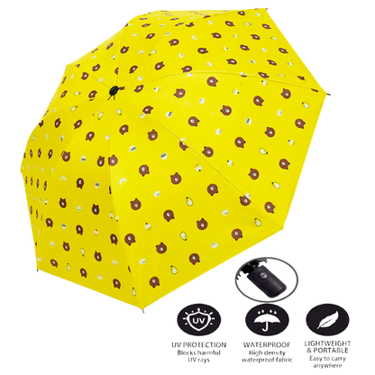 Automatic Bear-Print Foldable Umbrella – UV & Windproof