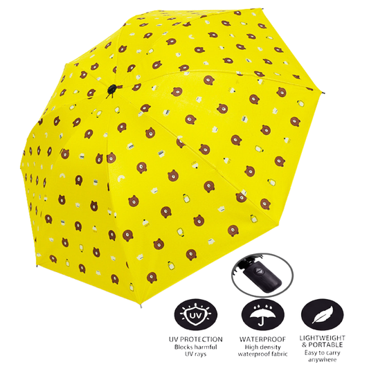 Automatic Bear-Print Foldable Umbrella – UV & Windproof