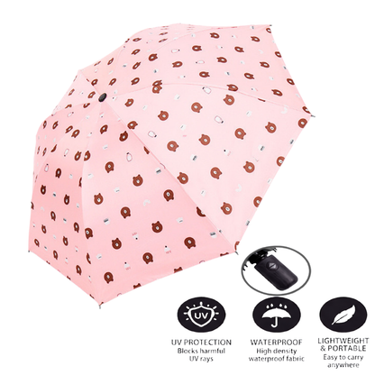 Automatic Bear-Print Foldable Umbrella – UV & Windproof