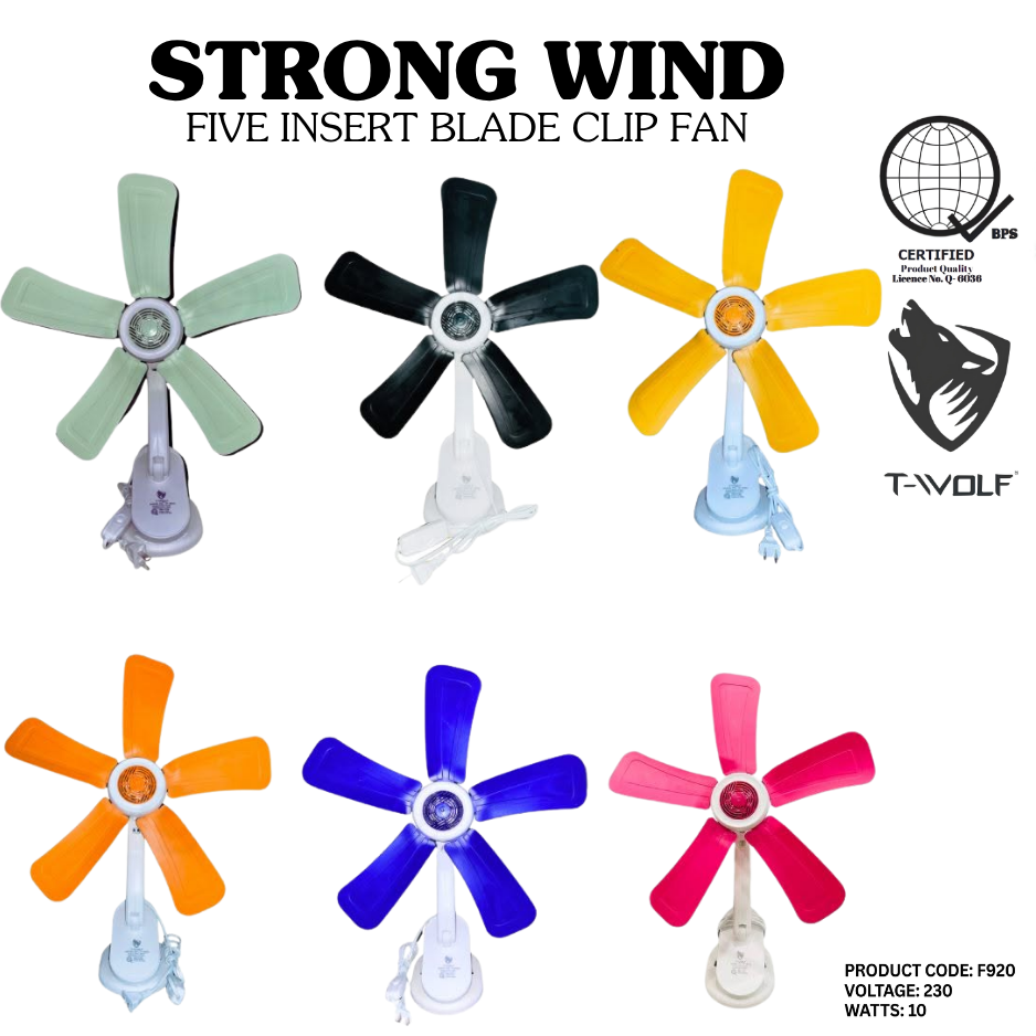 Strong Wind 5-Blade Clip Fan – Portable Electric Table Fan for Desk & Home Office, 230V
