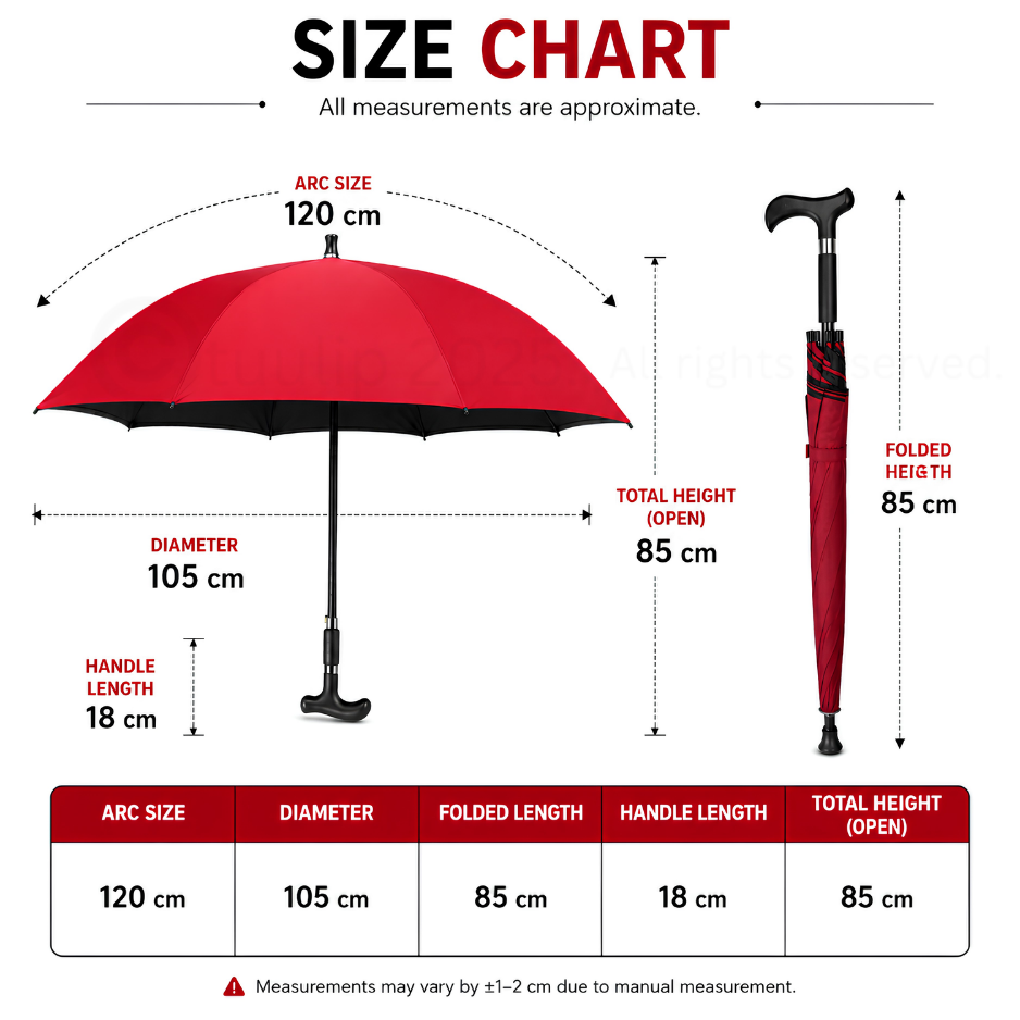 All-Weather Ergonomic Cane Umbrella: Heavy-Duty Windproof Design with Non-Slip Base for Maximum Stability