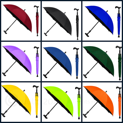 All-Weather Ergonomic Cane Umbrella: Heavy-Duty Windproof Design with Non-Slip Base for Maximum Stability