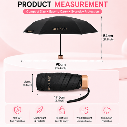 Ultra-Compact Pocket Umbrella – UPF 50+ UV Sun & Rain Protection, Lightweight & Wind-Resistant