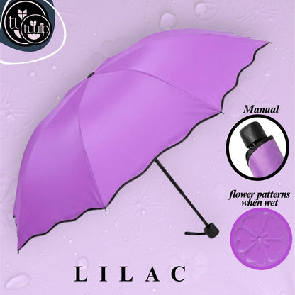 Magic Flower Manual Folding Umbrella 8 Ribs | UV Protection Sun & Rain Umbrella | Cute Pastel Color Compact Travel Umbrella