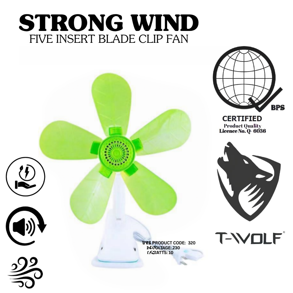 T-Wolf F-320 5-Talim na De-Clip na Bentilador
